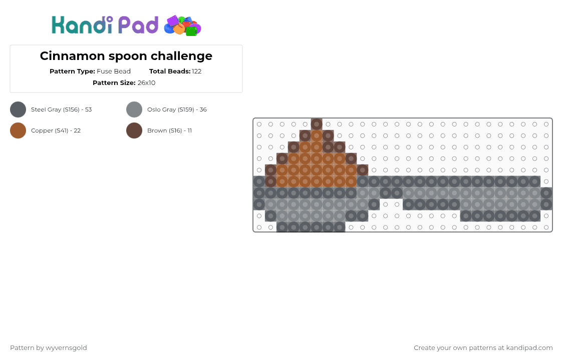 Cinnamon spoon challenge - Fuse Bead Pattern by wyvernsgold on Kandi Pad - gray,cotdviraltrends,spoon,food,cutlery