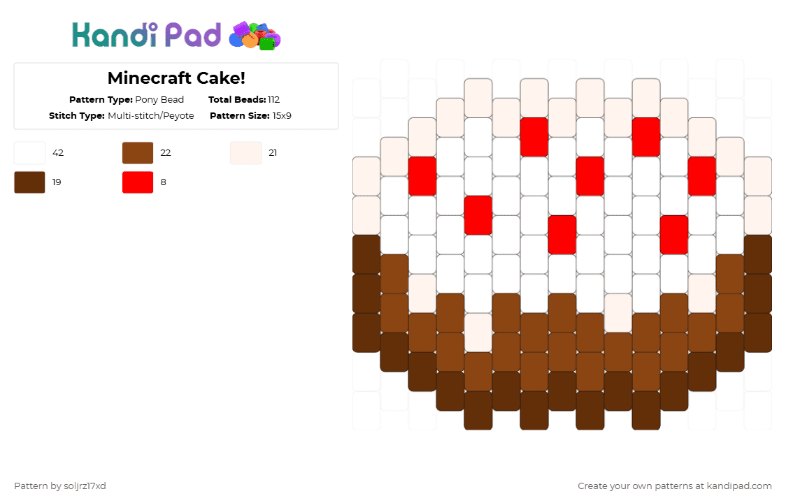 Minecraft Cake! - Pony Bead Pattern by soljrz17xd on Kandi Pad - red,brown