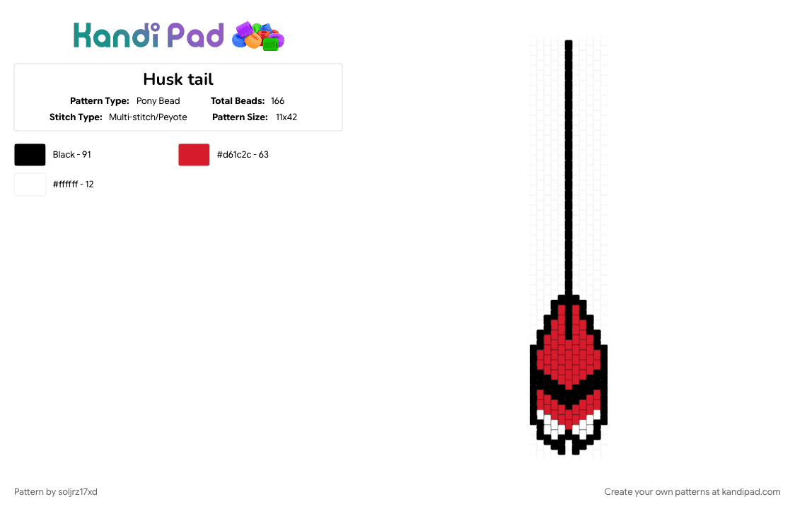 Husk tail - Pony Bead Pattern by soljrz17xd on Kandi Pad - hazbin hotel, husk, red