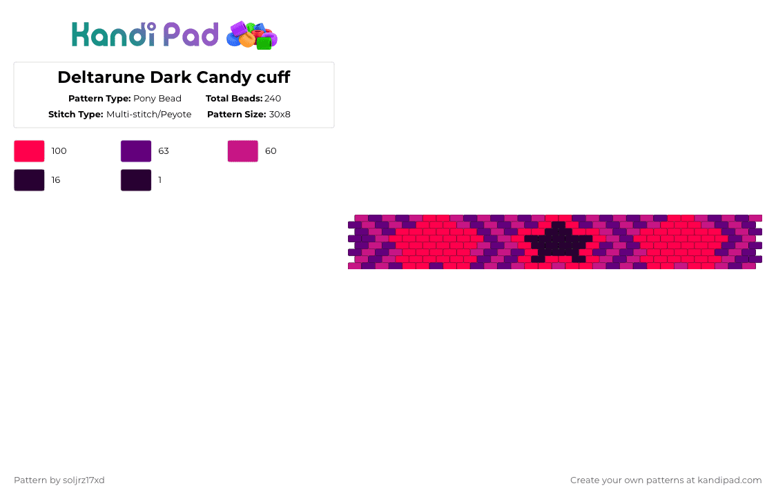 Deltarune Dark Candy cuff - Pony Bead Pattern by soljrz17xd on Kandi Pad - red,pink,deltarune,video games,toby fox