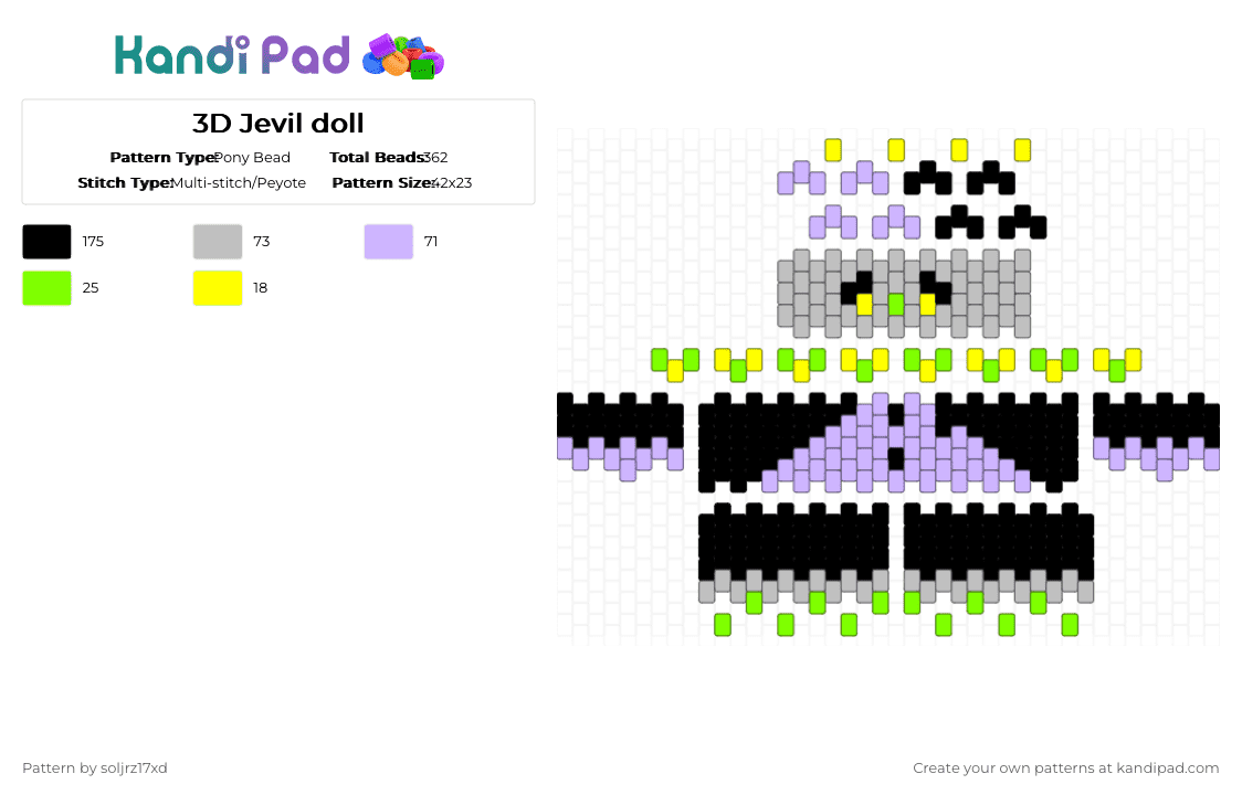 3D Jevil doll - Pony Bead Pattern by soljrz17xd on Kandi Pad - beige, clown, deltarune, doll, jester, jevil, pink, video games