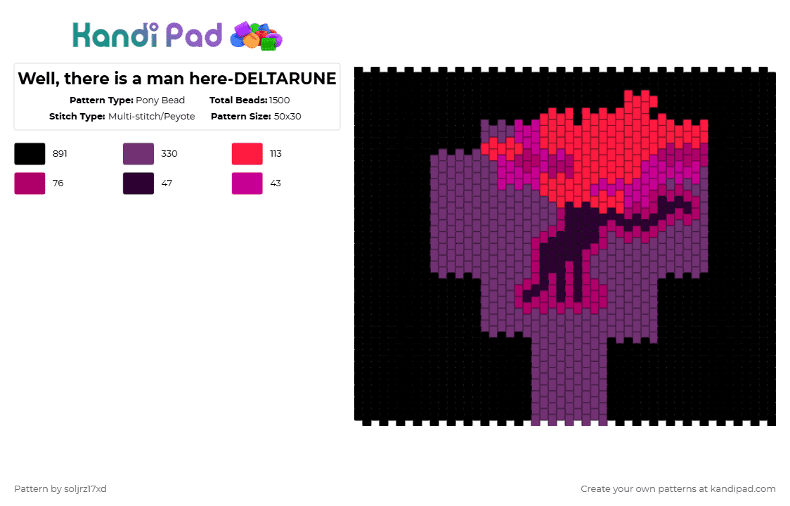 Well, there is a man here-DELTARUNE - Pony Bead Pattern by soljrz17xd on Kandi Pad - black, deltarune, pink, video games