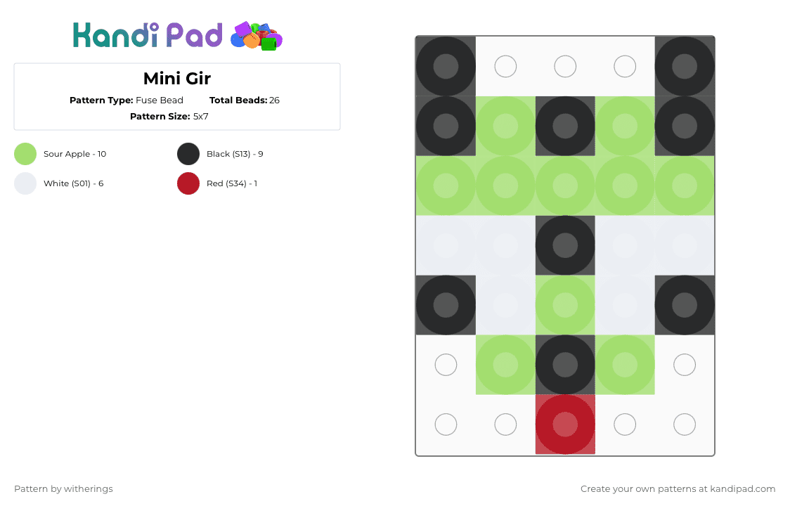 Mini Gir - Fuse Bead Pattern by witherings on Kandi Pad - green