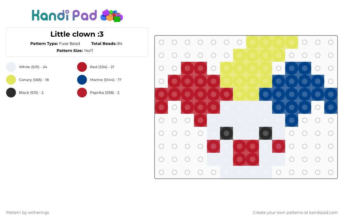 Little clown :3 - Fuse Bead Pattern by witherings on Kandi Pad - red