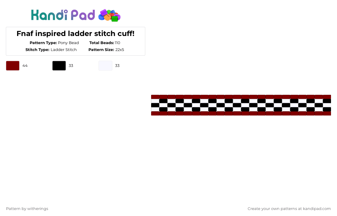 Fnaf inspired ladder stitch cuff! - Pony Bead Pattern by witherings on Kandi Pad - brown,white