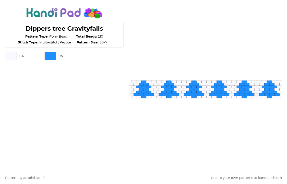 Dippers tree Gravityfalls - Pony Bead Pattern by amphibian_11 on Kandi Pad - white,light blue