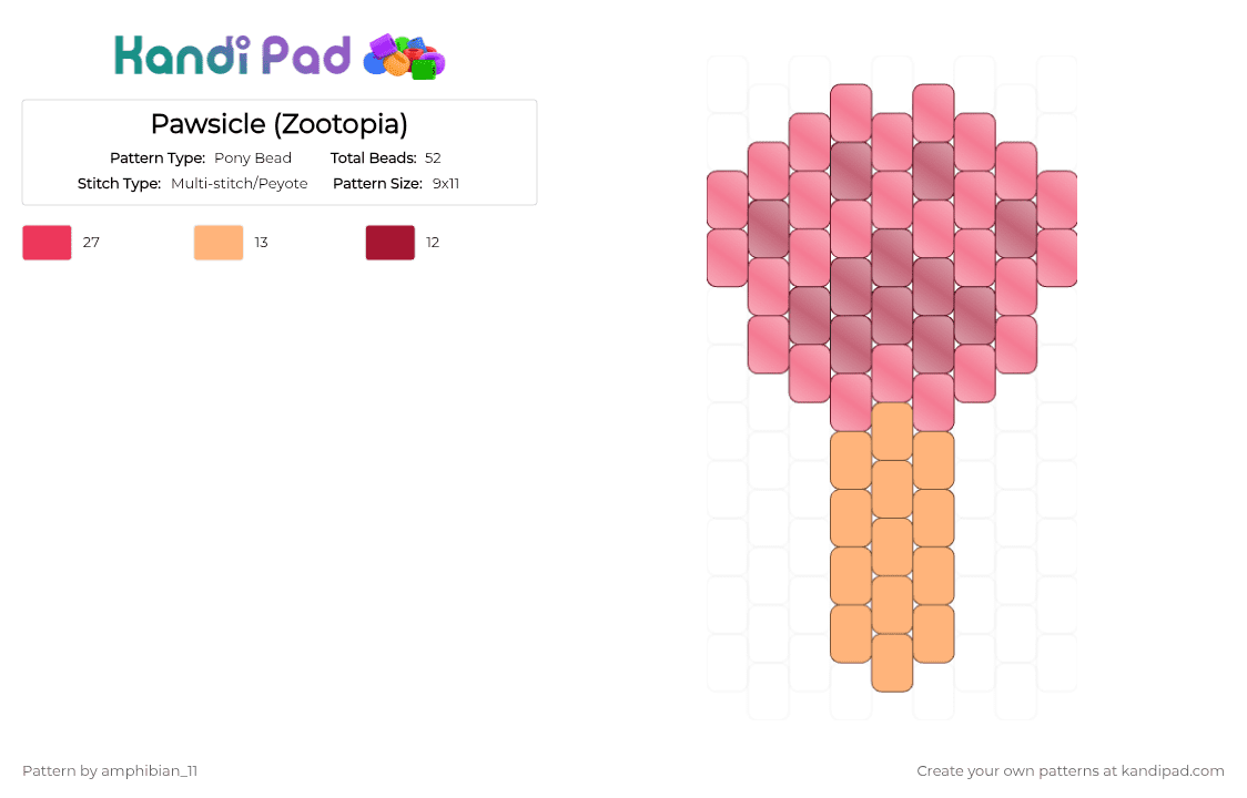Pawsicle (Zootopia) - Pony Bead Pattern by amphibian_11 on Kandi Pad - red