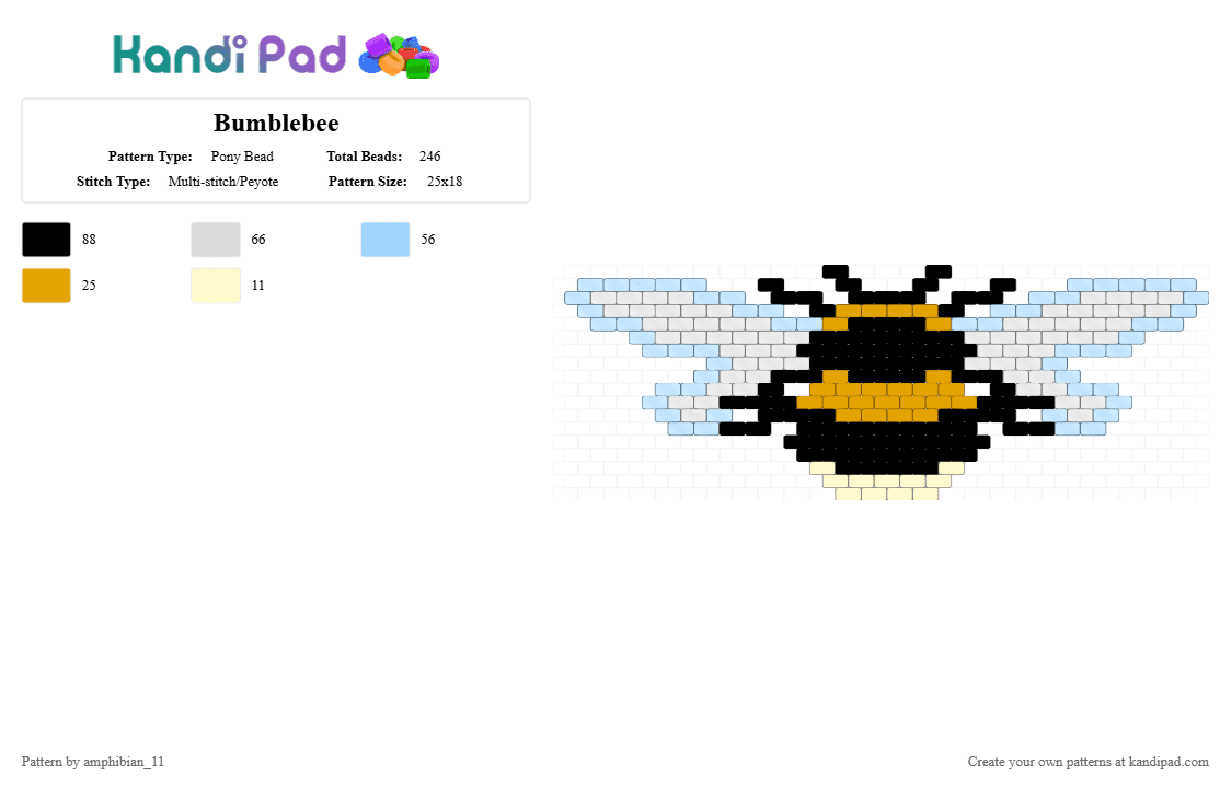 Bumblebee - Pony Bead Pattern by amphibian_11 on Kandi Pad - light blue