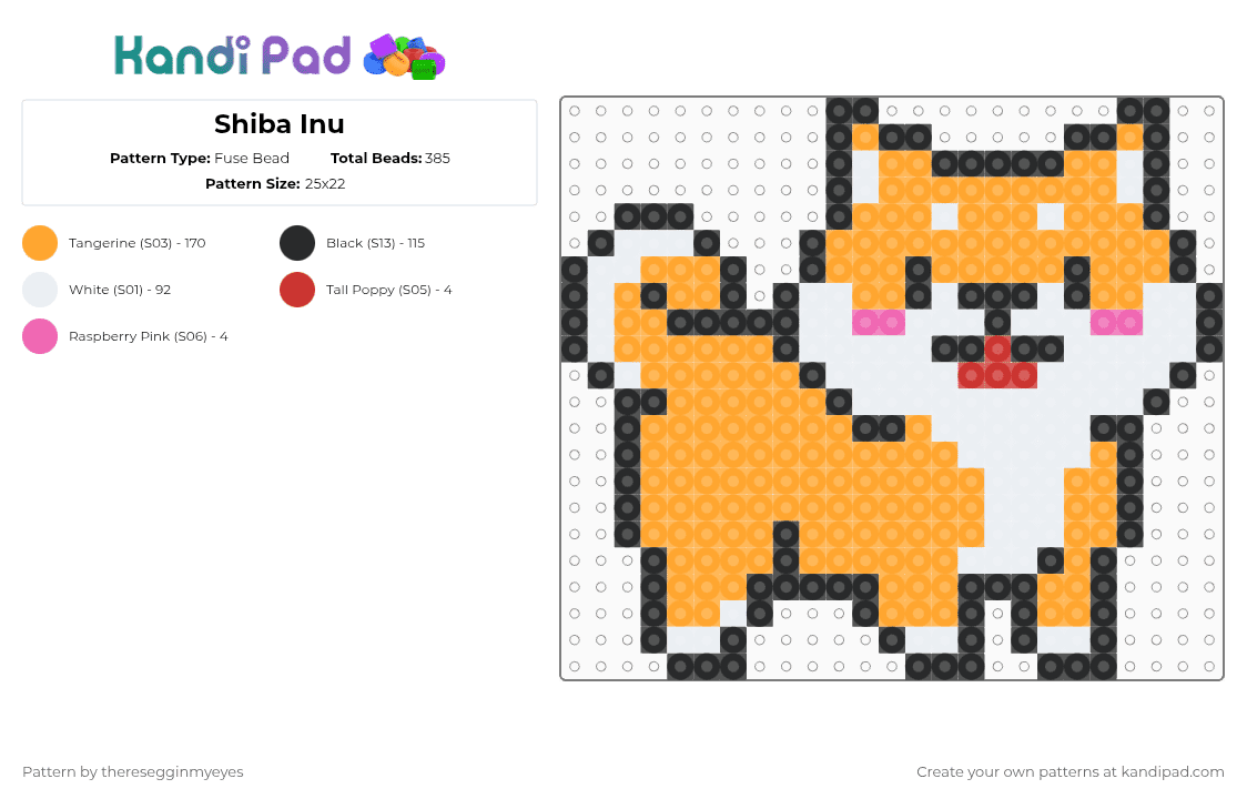 Shiba Inu - Fuse Bead Pattern by theresegginmyeyes on Kandi Pad - orange,dog,shiba,shiba inu