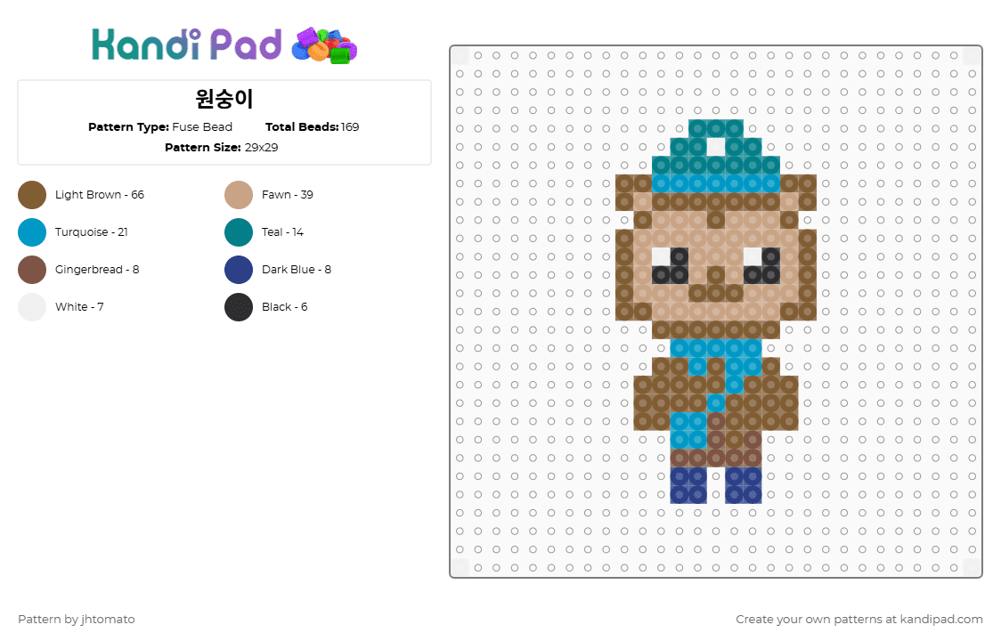 셀링턴(해달) - Fuse Bead Pattern by jhtomato on Kandi Pad - tan,beige