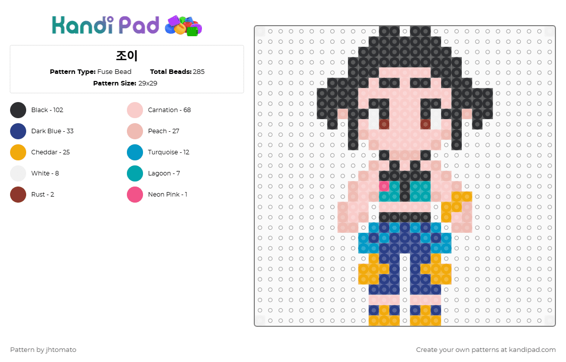 조이 - Fuse Bead Pattern by jhtomato on Kandi Pad - beige,orange,blue