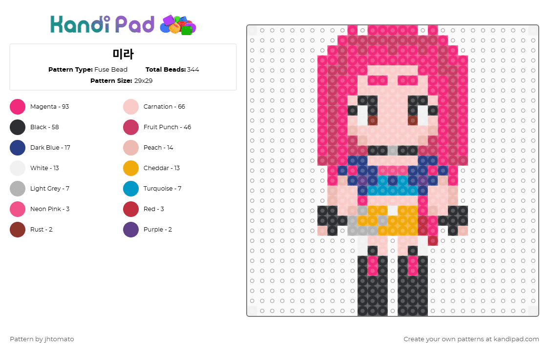 미라 - Fuse Bead Pattern by jhtomato on Kandi Pad - pink,beige
