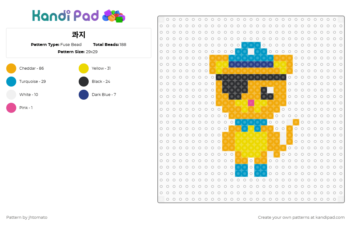 콰지(고양이) - Fuse Bead Pattern by jhtomato on Kandi Pad - light blue,orange,yellow