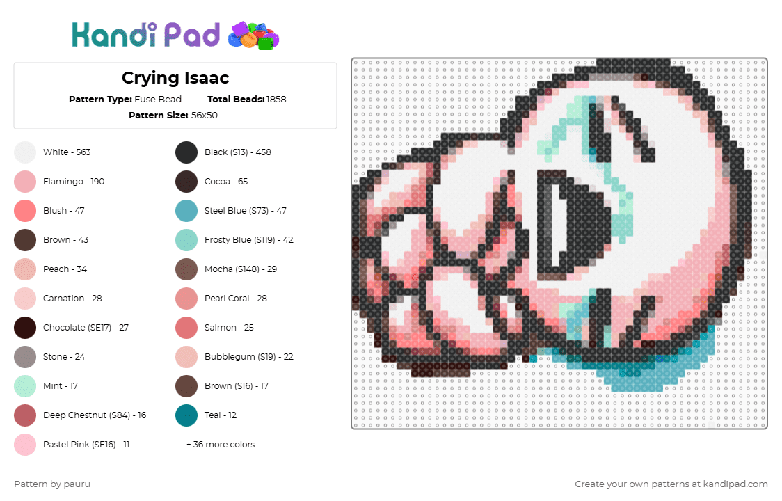 Crying Isaac - Fuse Bead Pattern by pauru on Kandi Pad - white,brown,beige,red,colorful