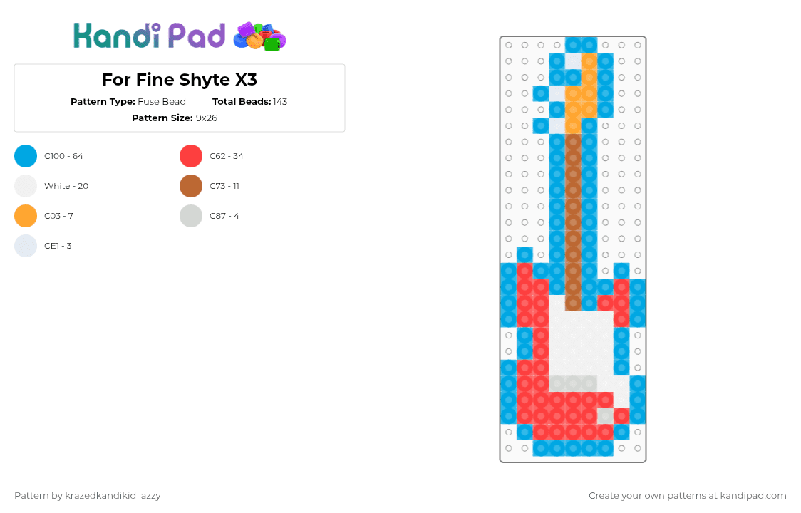 Perler Guitar - Fuse Bead Pattern by st4rl1ght_k4nd1_t34 on Kandi Pad - red,light blue,music,guitar,instrument,electric guitar,blue,white,keychain