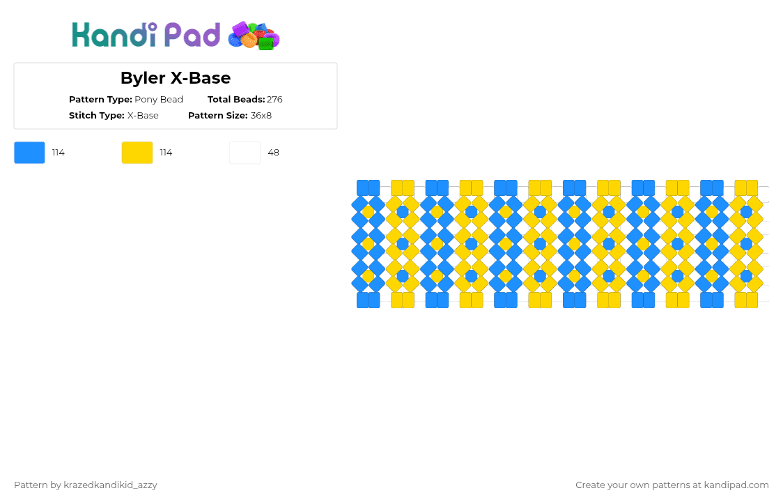 Byler X-Base - Pony Bead Pattern by st4rl1ght_k4nd1_t34 on Kandi Pad - light blue,yellow,byler,xbase,rotator,3d,blue,multi,stranger things