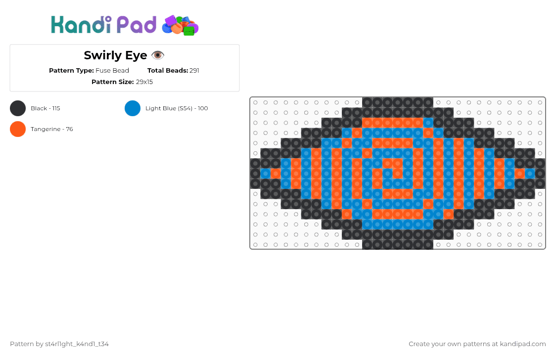 Swirly Eye 👁 - Fuse Bead Pattern by bakugous_boyfriend_joke on Kandi Pad - blue,orange,eye,swirl,rainbow,pattern,whirl