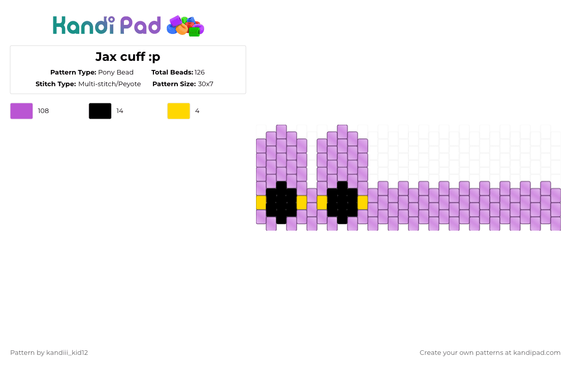 Jax cuff :p - Pony Bead Pattern by blueberry-the-cat on Kandi Pad - pink
