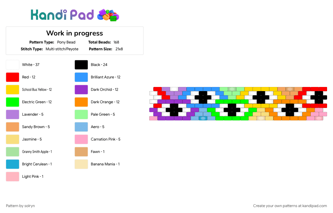 Work in progress - Pony Bead Pattern by solryn on Kandi Pad - colorful, pink, purple, yellow
