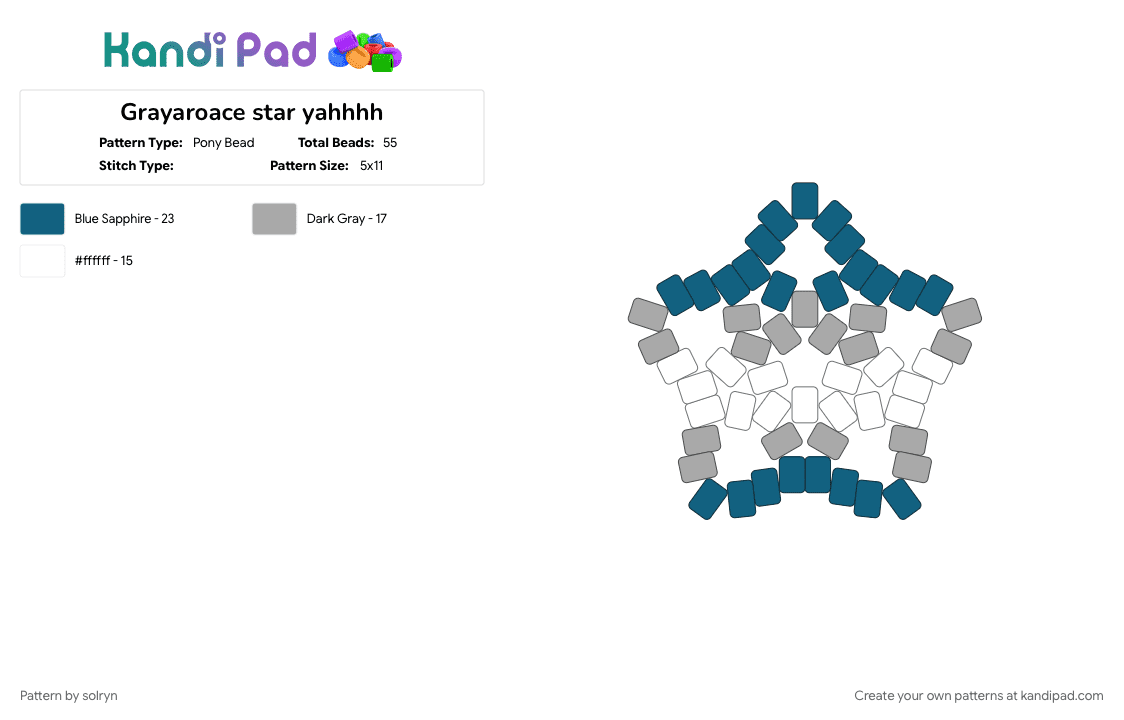 Grayaroace star yahhhh - Pony Bead Pattern by solryn on Kandi Pad - aroace, beige, blue, grayaroace, grayaromanic, graysexual, lgbt, pride, star