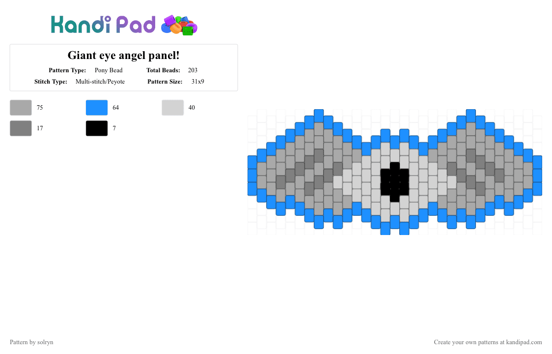 Ⓖⓘⓐⓝⓣ ⓔⓨⓔⓑⓐⓛⓛ ⓐⓝⓖⓔⓛ ⓟⓐⓝⓔⓛ/ⓒⓗⓐⓡⓜ ⓣⓗⓘⓝⓖ! - Pony Bead Pattern by solryn on Kandi Pad - beige, black, blue, dreamcore, eyes, gray, light blue, liminal, panels, weirdcore