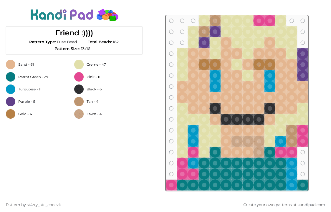 Friend :)))) - Fuse Bead Pattern by blueberry-the-cat on Kandi Pad - 