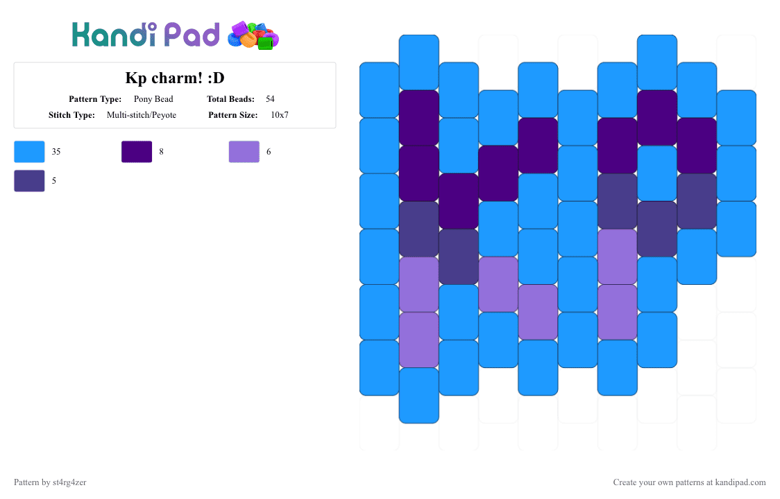 Kp charm! :D - Pony Bead Pattern by blueberry-the-cat on Kandi Pad - light blue,purple