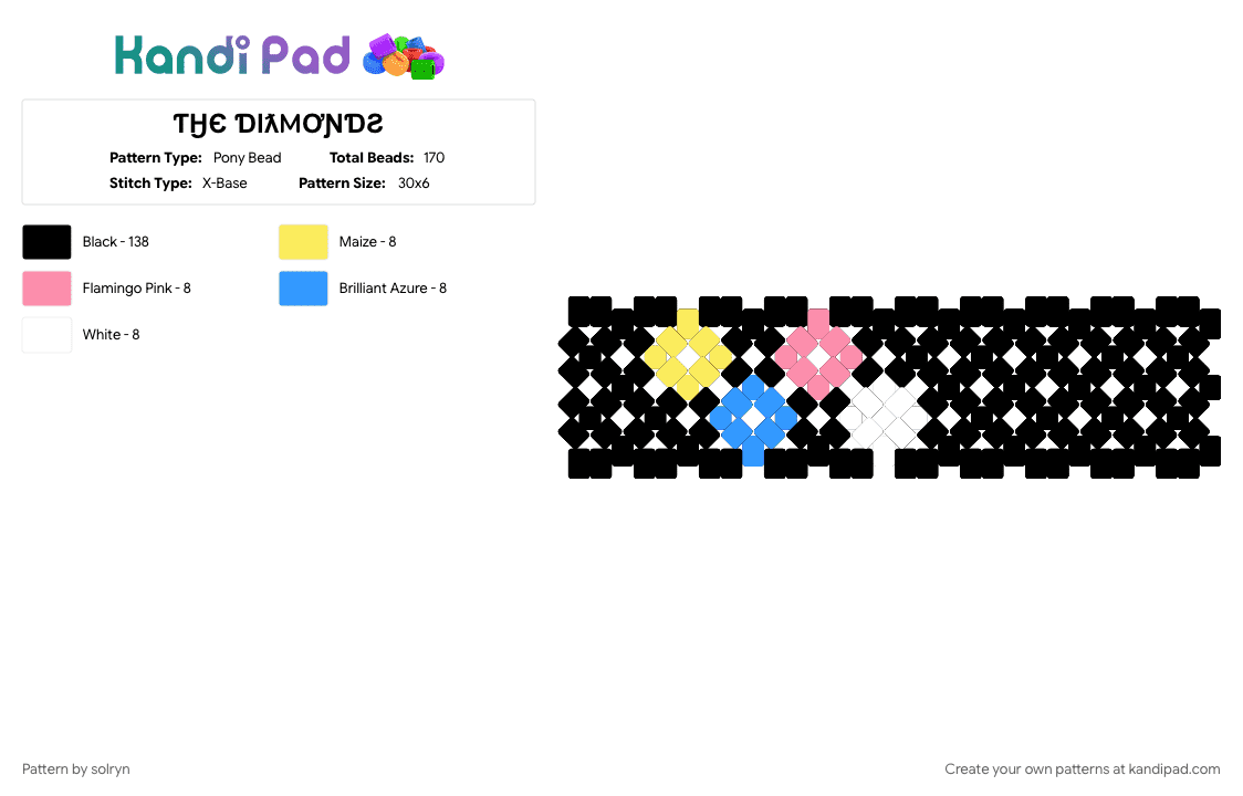 ƬӇЄ ƊƖƛMƠƝƊƧ - Pony Bead Pattern by solryn on Kandi Pad - black, blue, diamond, light blue, pink, shapes, steven universe, white, yellow