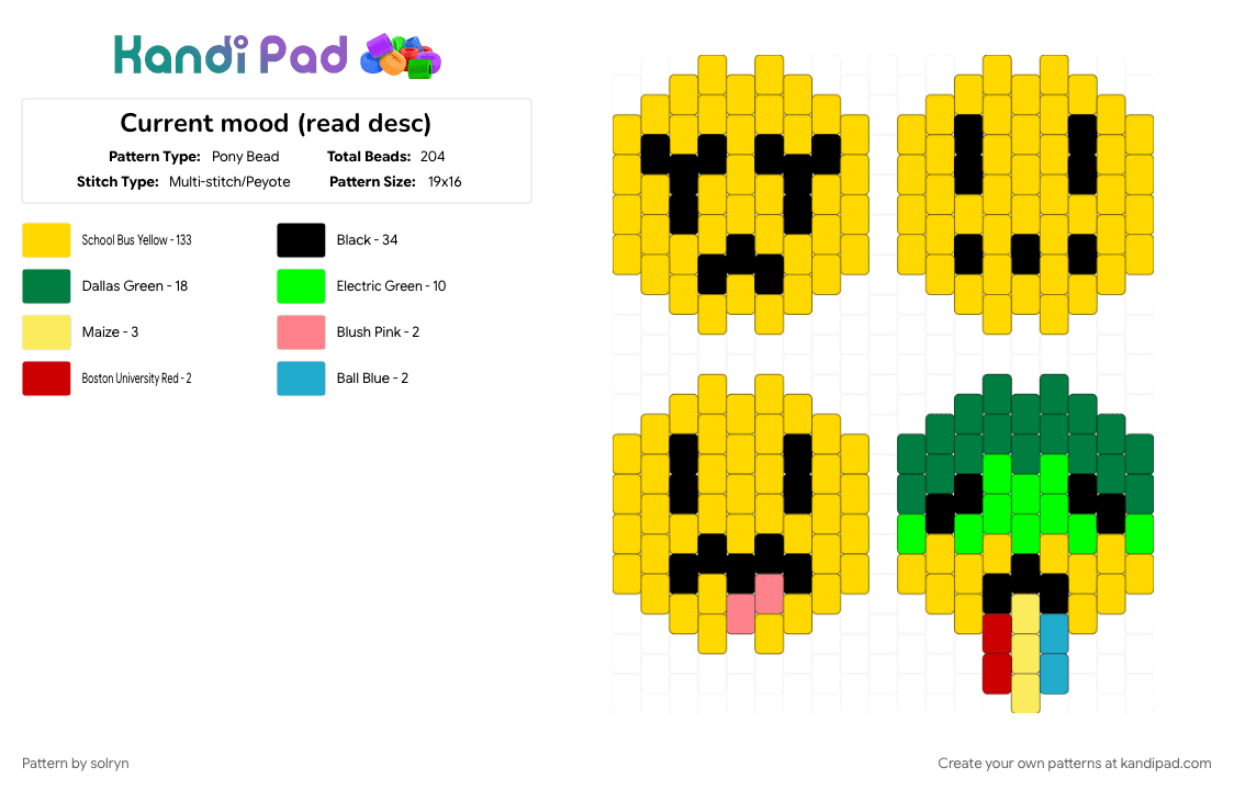 Current mood (read desc) - Pony Bead Pattern by solryn on Kandi Pad - yellow