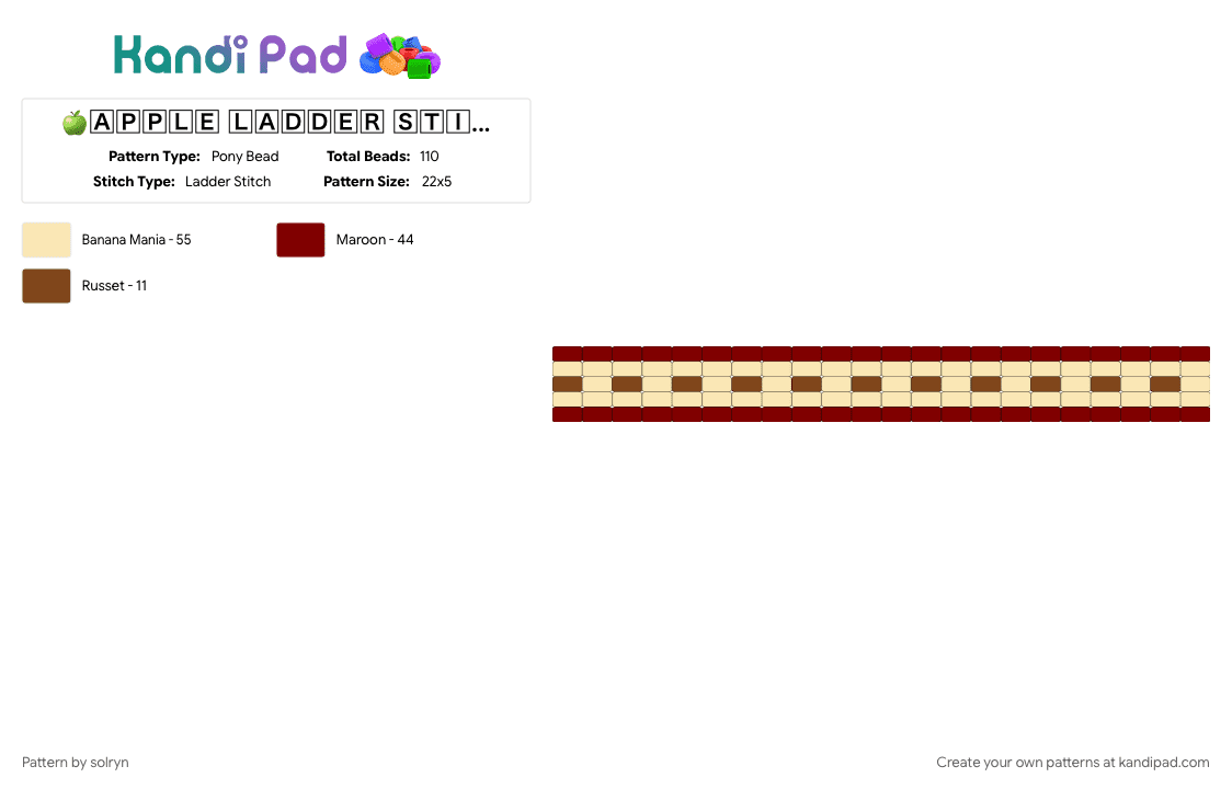 🍏🄰🄿🄿🄻🄴 🄻🄰🄳🄳🄴🅁 🅂🅃🄸🅃🄲🄷 🍎 - Pony Bead Pattern by solryn on Kandi Pad - apple, beige, brown, cotdfruit, food, fruit, ladder stitch, red