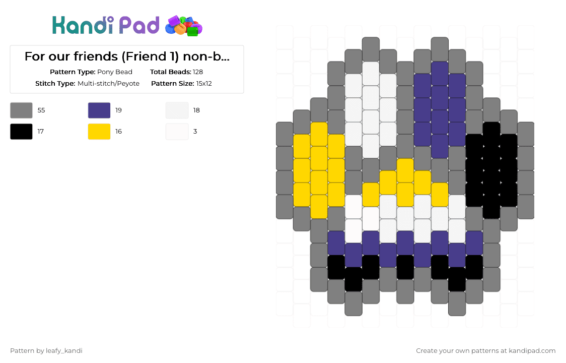 For our friends (Friend 1) non-binary paw - Pony Bead Pattern by blueberry-the-cat on Kandi Pad - gray,paw,nonbinary,pride,grey,yellow,white,black,purple