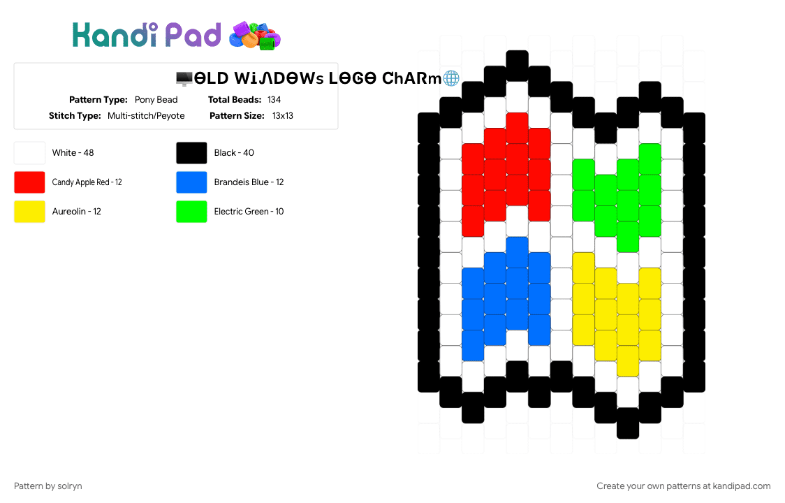 🖥️ᎾᏞᎠ ᎳᎥᏁᎠᎾᎳs ᏞᎾᎶᎾ ᏟhᎪᏒm🌐 - Pony Bead Pattern by solryn on Kandi Pad - 2000s, blue, frutiger, frutiger aero, internet, old computer, red, webcore, white, yellow