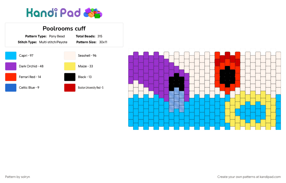 Poolrooms cuff - Pony Bead Pattern by solryn on Kandi Pad - backrooms, cotdpoolparty, dreamcore, liminal, pool, poolrooms, water, weirdcore