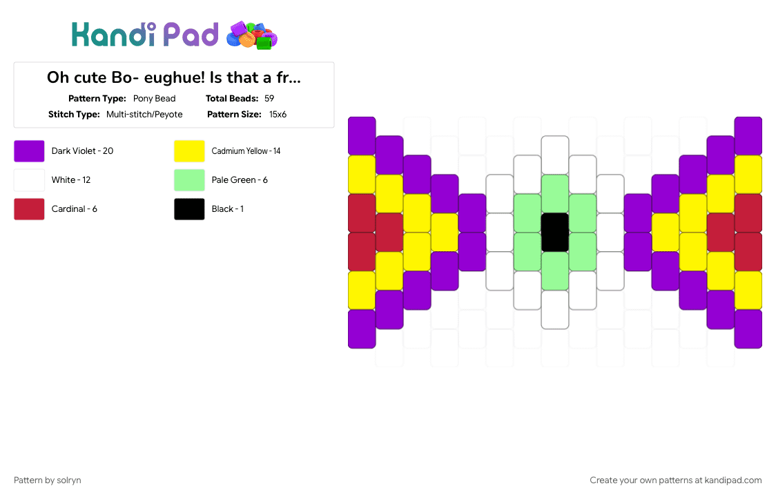 Oh cute Bo- eughue! Is that a fricken EYEBALL? - Pony Bead Pattern by solryn on Kandi Pad - bow, dreamcore, eye, purple, weirdcore, yellow