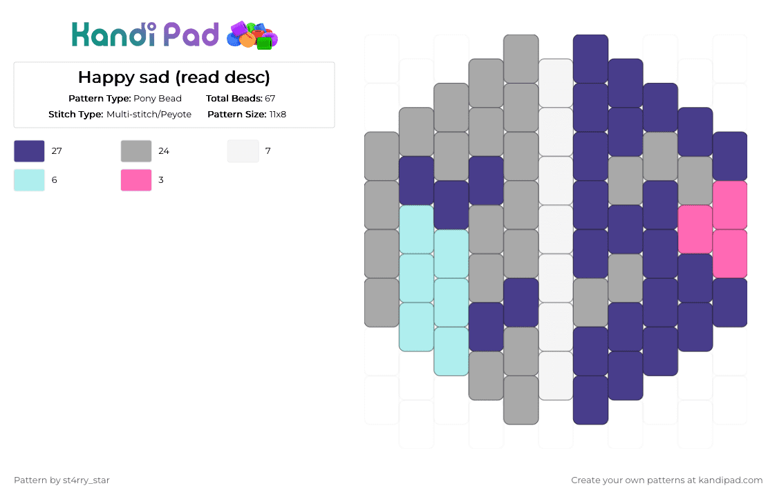 Happy sad (read desc) - Pony Bead Pattern by solryn on Kandi Pad - beige,purple