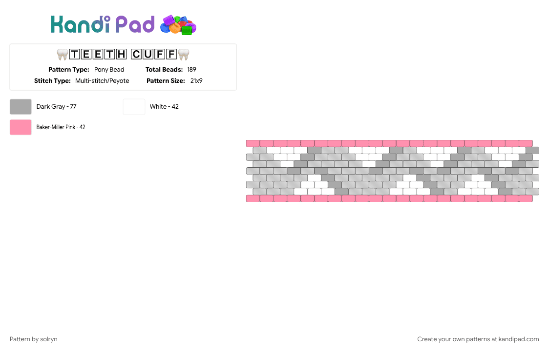 🦷🅃🄴🄴🅃🄷 🄲🅄🄵🄵🦷 - Pony Bead Pattern by solryn on Kandi Pad - beige, dreamcore, pink, teeth, teethcore, weirdcore