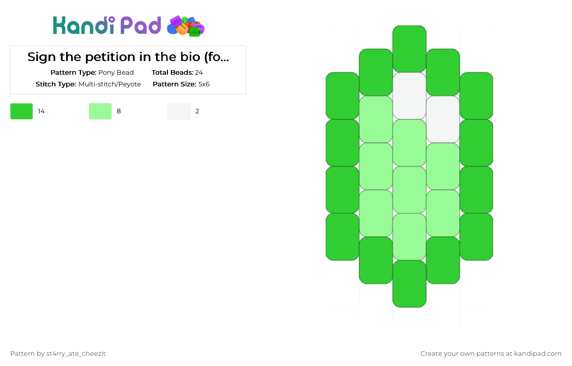 Sign the petition in the bio (for a good cause!) - Pony Bead Pattern by blueberry-the-cat on Kandi Pad - green,teal