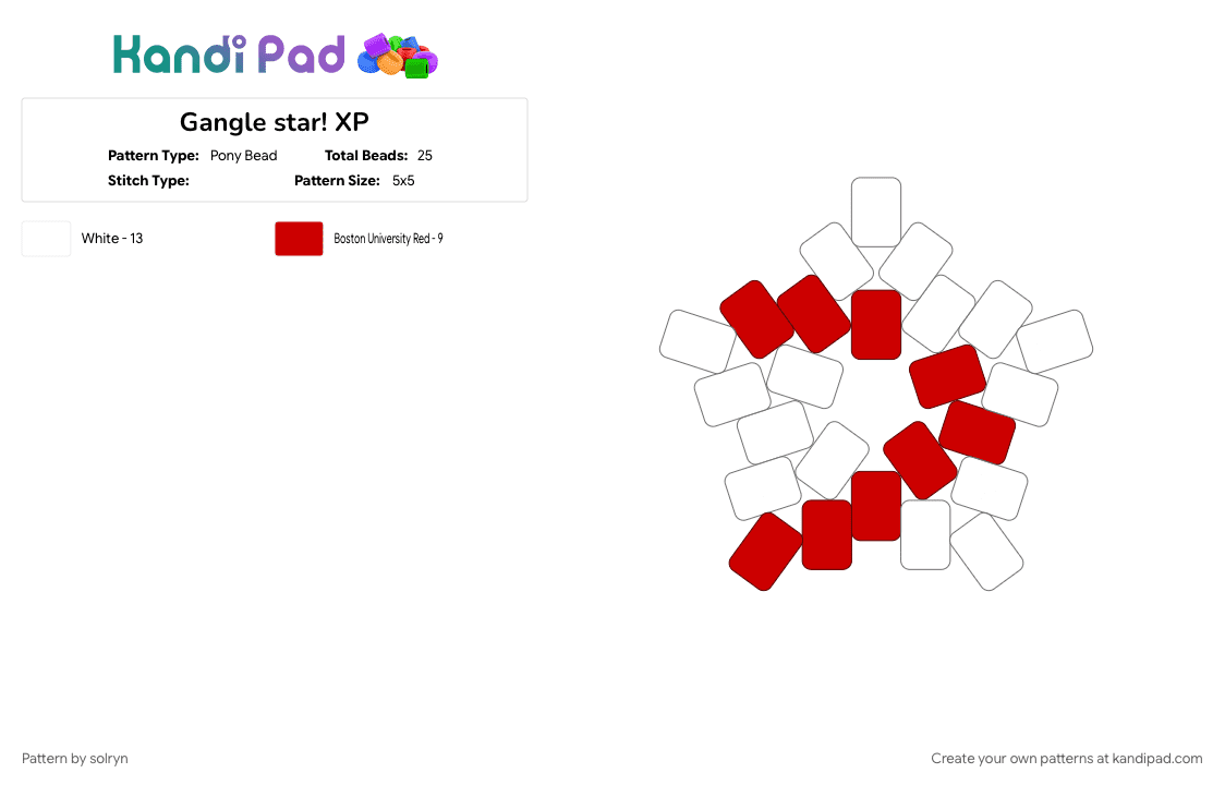 Gangle star! XP - Pony Bead Pattern by solryn on Kandi Pad - red, white