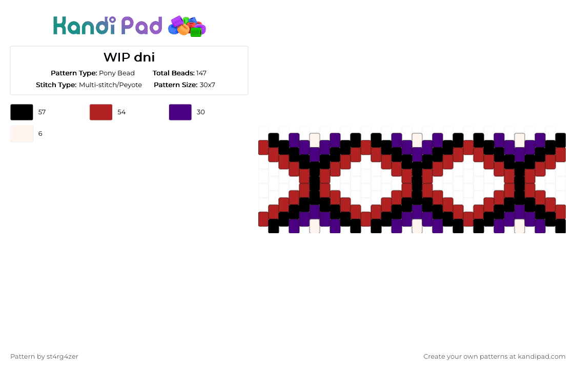Hollow diamond cuff :3 - Pony Bead Pattern by solryn on Kandi Pad - red,purple,galaxy,diamond,black,white,hollow