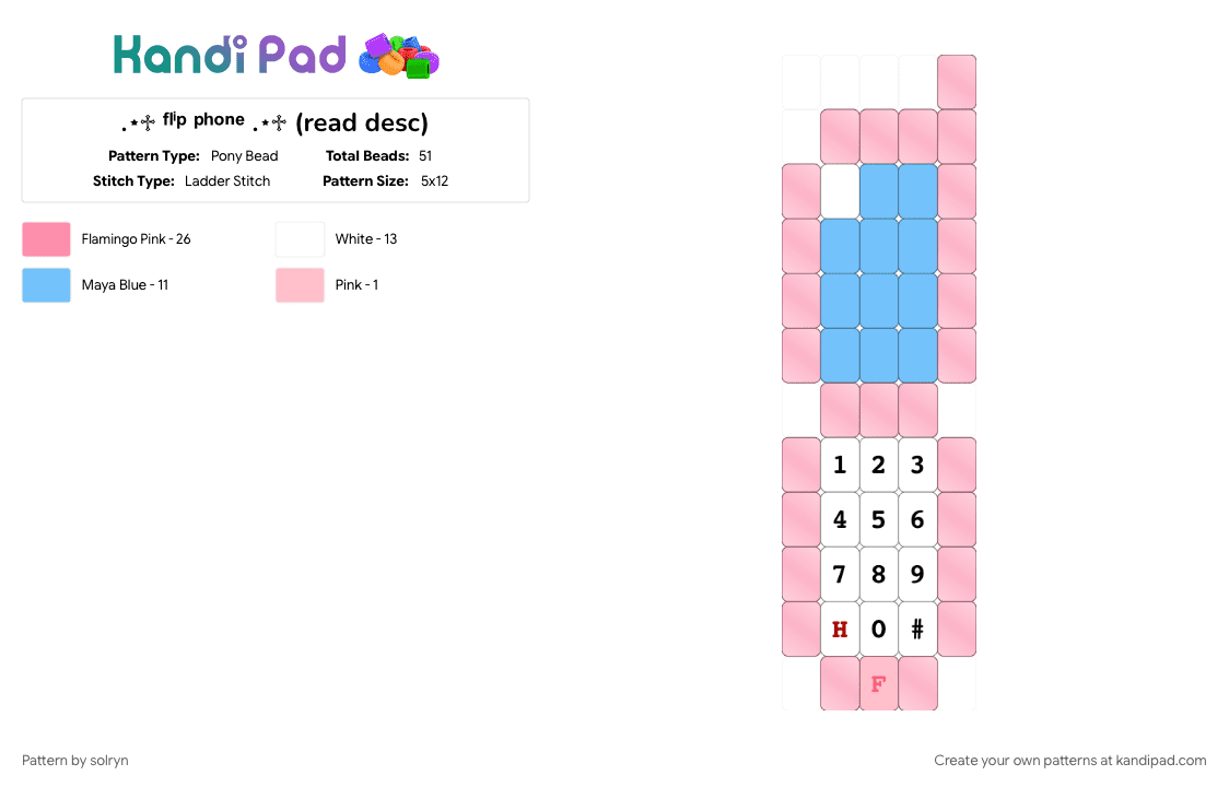 .⋆♱ ᶠˡⁱᵖ ᵖʰᵒⁿᵉ .⋆♱ (read desc) - Pony Bead Pattern by solryn on Kandi Pad - 2000s, flip phone, light blue, pink, y2k
