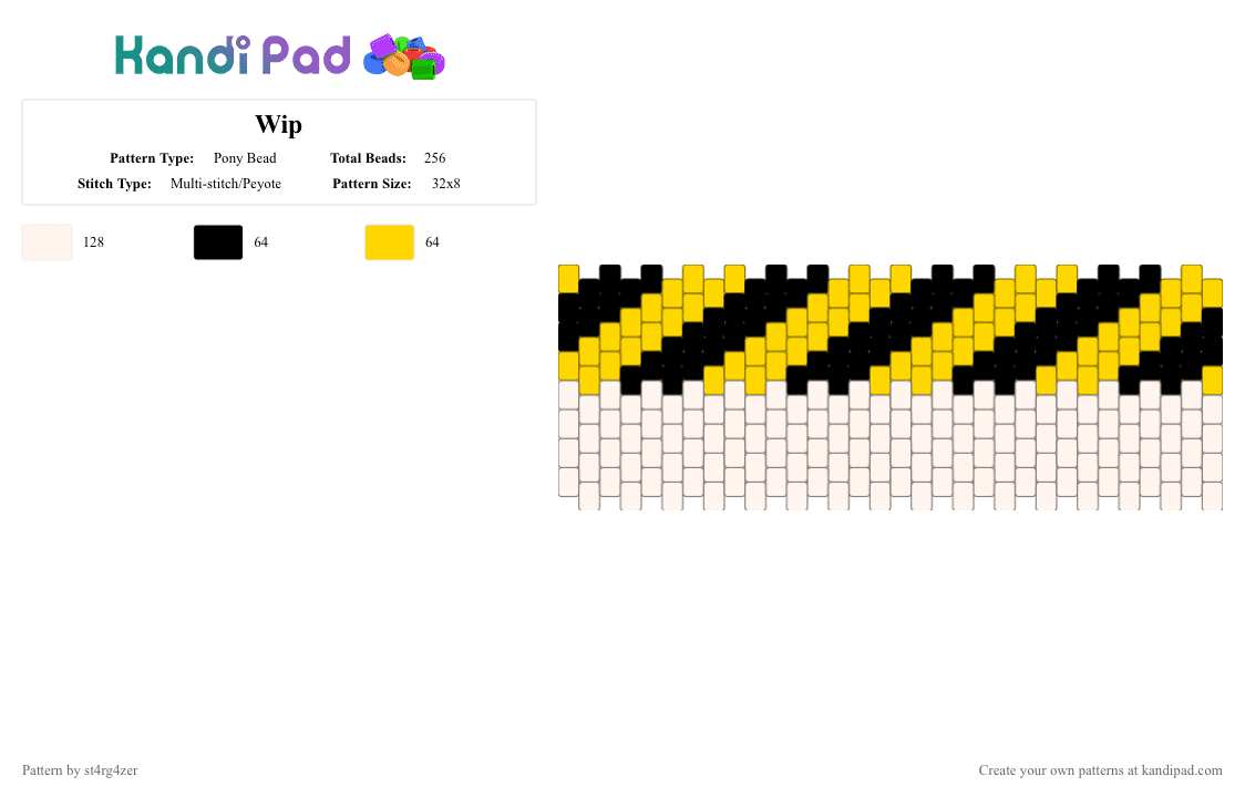 MD cuff :D (read desc) - Pony Bead Pattern by ch4os_gr3ml1n on Kandi Pad - white,yellow,black,caution,murder drones,md