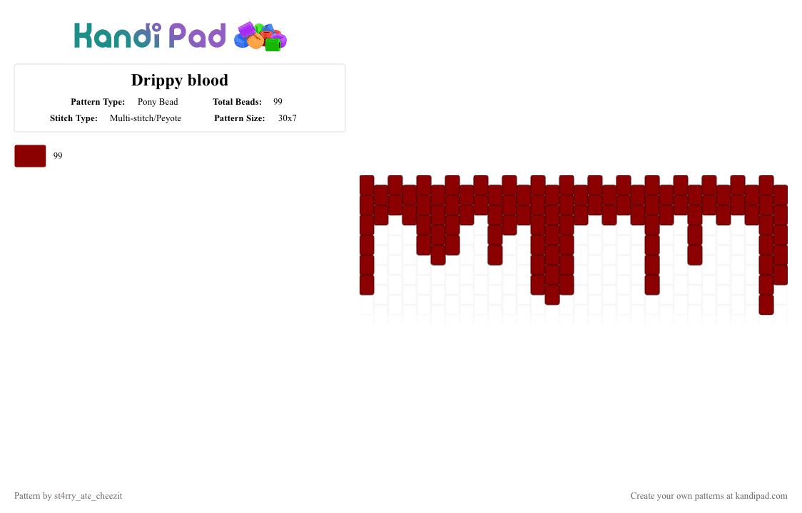 Drippy blood - Pony Bead Pattern by solryn on Kandi Pad - red