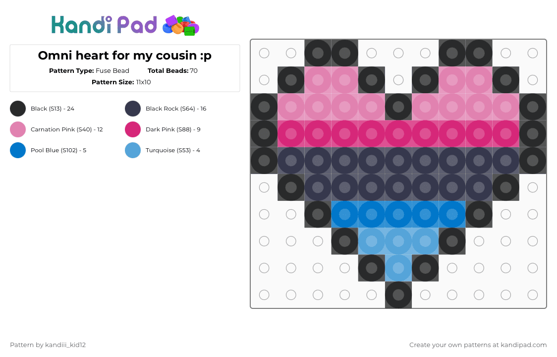 Omni heart for my cousin :p - Fuse Bead Pattern by blueberry-the-cat on Kandi Pad - purple,pink
