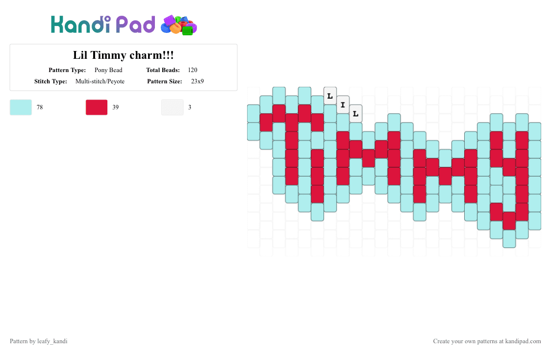 Lil Timmy charm!!! - Pony Bead Pattern by blueberry-the-cat on Kandi Pad - red,light blue