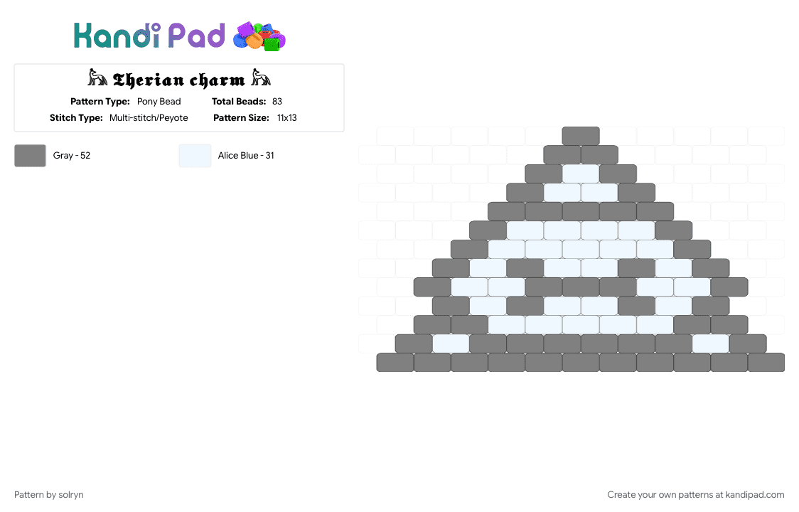 𓃦 𝕿𝖍𝖊𝖗𝖎𝖆𝖓 𝖈𝖍𝖆𝖗𝖒 𓃦 - Pony Bead Pattern by solryn on Kandi Pad - charm, gray, therian, white