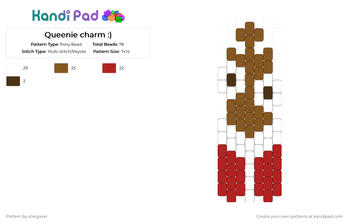 Queenie charm :) - Pony Bead Pattern by ch4os_gr3ml1n on Kandi Pad - red,tan,queener,tadc