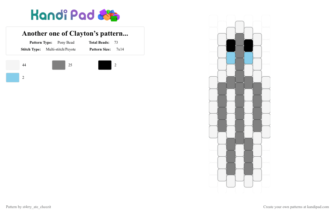 Another one of Clayton’s patterns :p - Pony Bead Pattern by blueberry-the-cat on Kandi Pad - white,gray