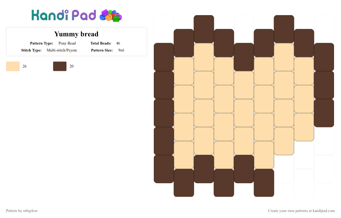 Yummy bread - Pony Bead Pattern by blueberry-the-cat on Kandi Pad - brown,beige,tan,bread,yum,food