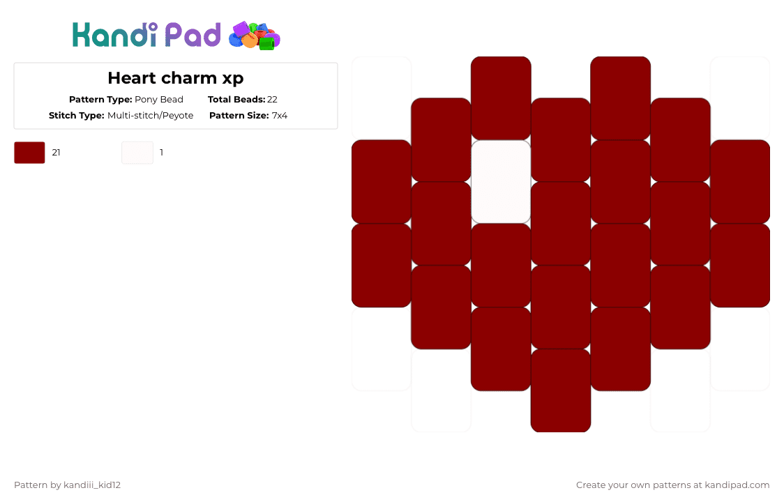 Heart charm xp - Pony Bead Pattern by blueberry-the-cat on Kandi Pad - red