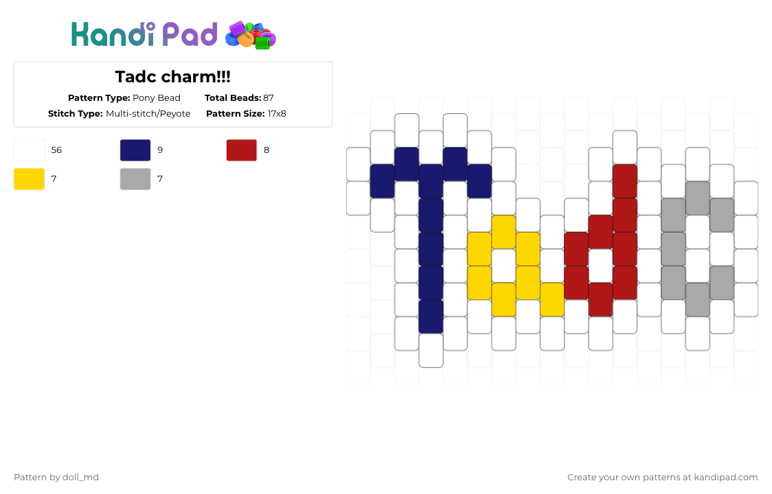 Tadc charm!!! - Pony Bead Pattern by blueberry-the-cat on Kandi Pad - white,purple,red